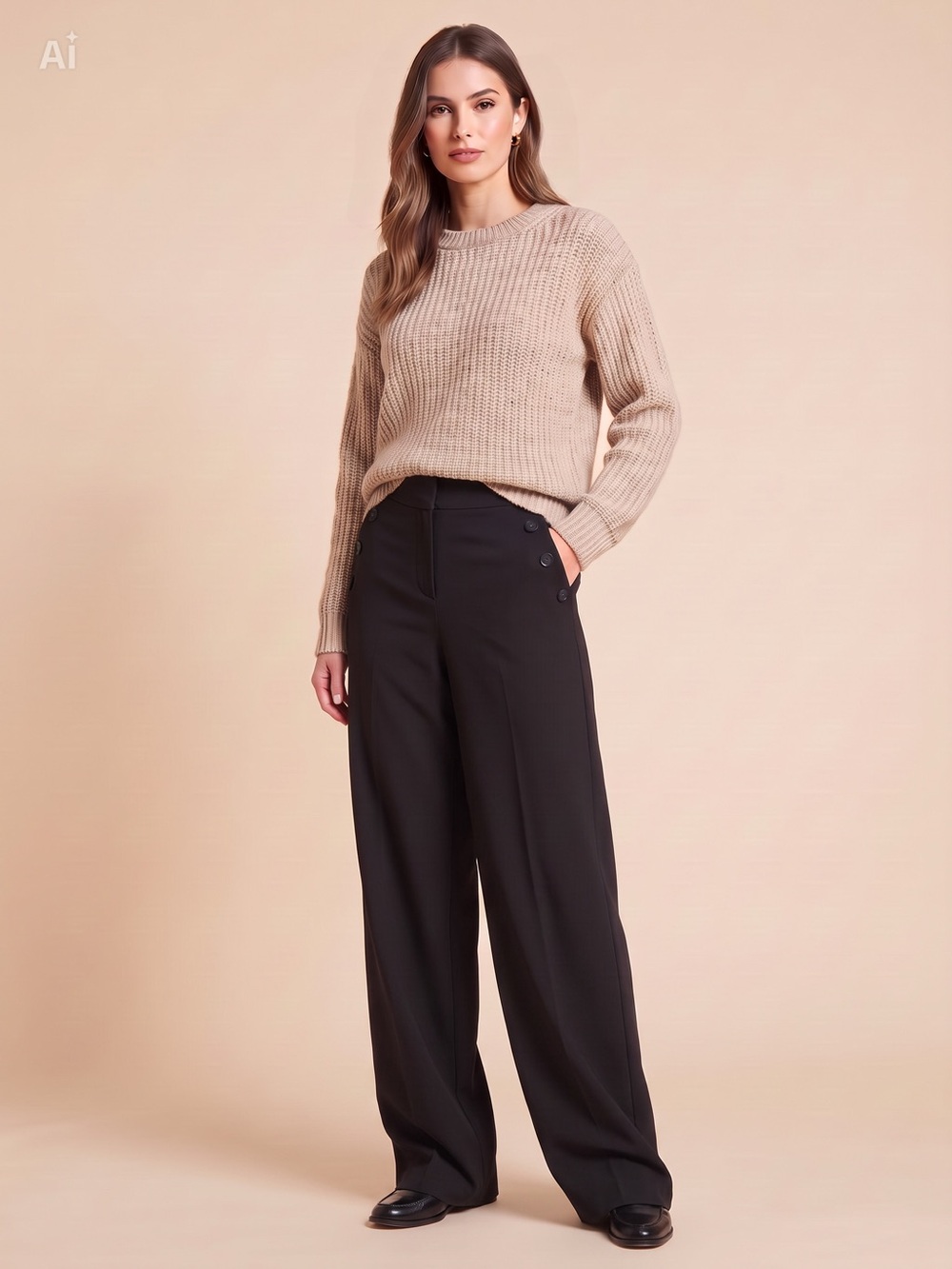 Y2K NWOT Women's Button-Accent pants wide leg minimalist nautical career